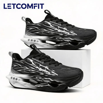 Men's Carbon Plate Running Shoes Breathable Mesh Racing Sport Shoes Anti-Slip Rubber Foam Cushioning Sole for Marathon Training
