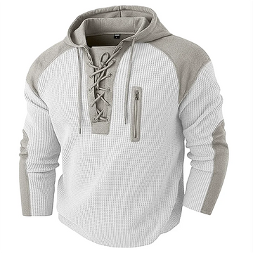 Spring Autumn Men's Casual Hooded Sweatshirt Vintage Patchwork Casual Sports Sweatshirts Mlae Fashion Drawstring Pullover Hoodie