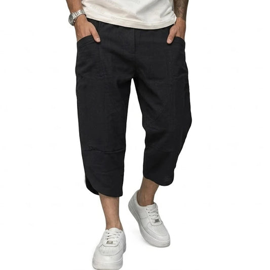 Summer Linen Short Pants Man Lightweight Pants for Men Breathable Baggy Pant Outdoor Men's Cotton Pants Multi-pocket Trousers