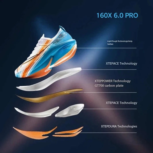 Xtep 160X 6.5 PRO Running Shoes For Men  Champion Racing Carbon Plate Running Shoes Professional Marathon 975119110003