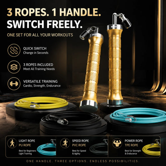 MOGOLD Pro Jump Rope: Quick-Snap Swap, High-Speed Jam-Free Bearings, Non-Slip Grip – Boost Speed & Weight Loss